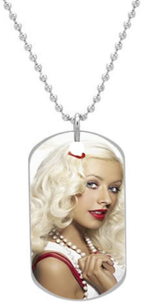 Christina Aguilera Best Durable New OVAL Dog Tag or Cat Tag with Neck Chain Photo (One Side), Dog Tag Size 1.2X2X0.1 inches in Diameter,comes with 30" Inches Inch 2mm Stainless Steel Bead Chain