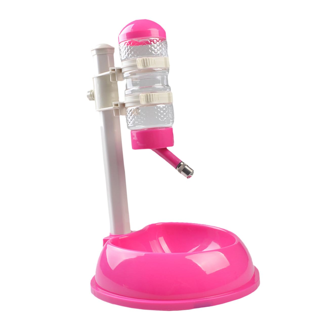 NOLITOY Dispensador de Agua Automático para Mascotas Comedero Ajustable de Altura Material PP y PVC Duradero Desmontable para Limpieza Fácil Bebedero y Comedero 2 1 Color Rosa Fucsia
