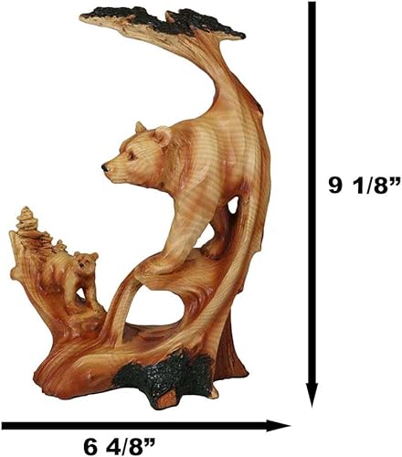 Miniatura 3 de Ebros Gift Naturaleza Rústica Vida Silvestre Oso Negro con Cachorro Roaming Los Bosques de Pinos Paisaje Tallado de Madera Sintética Figura Recorte
