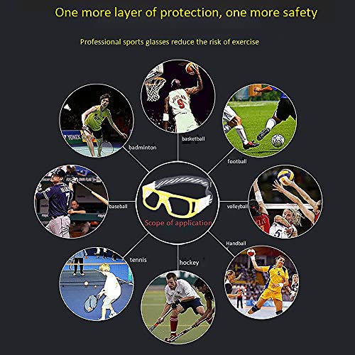 SooGree Professional Sports Goggles Glasses Men Women Racquetball Basketball Football Sport Eyewear Protective Glasses Anti-fog Shock Collision Lens Replaceable (Yellow Frame White Pad) 8068