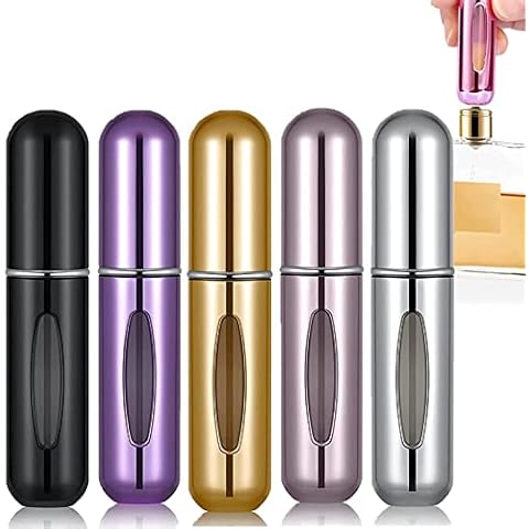 Refillable Travel Perfume Atomizer, Perfume Atomiser, 5 Pcs Travel Perfume Bottle, Mini 5ML Atomizer Spray Bottle, Portable Empty Fragrance Bottle Container for Perfume, Aftershave, Travel, Holiday Cover