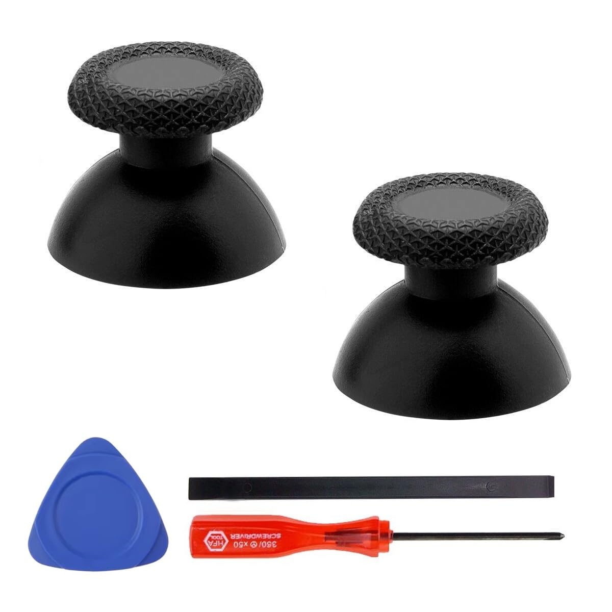 2 Pack Black Thumbsticks Replacement Kit for PS Portal, ToneBar Analog Stick Caps Button for PlayStation Portal Remote Player, Repair Accessories with Repair Tools