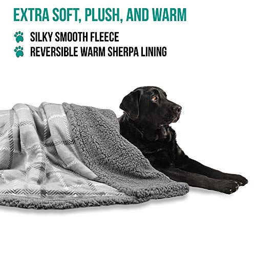 PetAmi Dog Blanket, Plaid Sherpa Dog Blanket | Plush, Reversible, Warm Pet Blanket for Dog Bed, Couch, Sofa, Car (Light… - Image 2