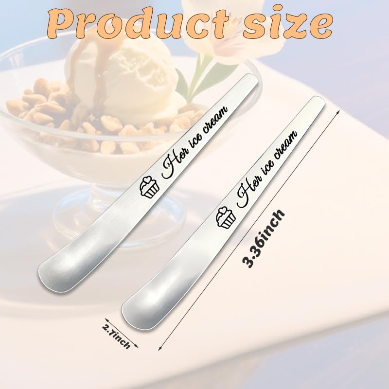 Couples Gifts for Him And Her Ice Cream Spoons Matching Anniversary Couple Gifts for Boyfriend Husband Wedding Gift for Wife Couple Engagement Gifts for Her Him Couples Dessert Spoons Set of 2