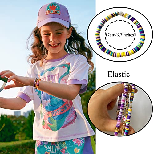 WAINIS 56 Pcs Surfer Heishi Clay Bead Bracelets for Women Bohemian Stackable Beaded Stretch Bracelets Elastic Layering Friendship Bracelets Set Boho Jewelry Singer Music Inspired Album Bracelets3