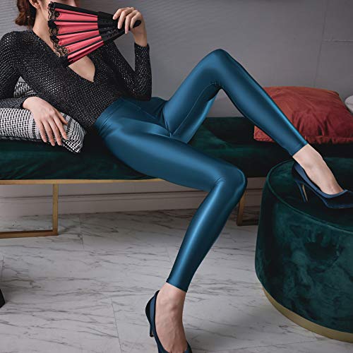 Image of LEOHEX Satin Glossy Opaque Pantyhose Sexy Stockings Shiny Yoga Leggings Sport Women Fitness Japanese High Waist Tights