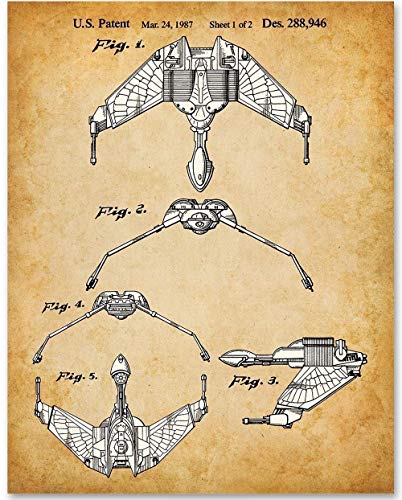 Star Trek - Klingon Bird Of Prey - 11x14 Unframed Patent Print - Makes a Great Gift Under $15 for Trekkies