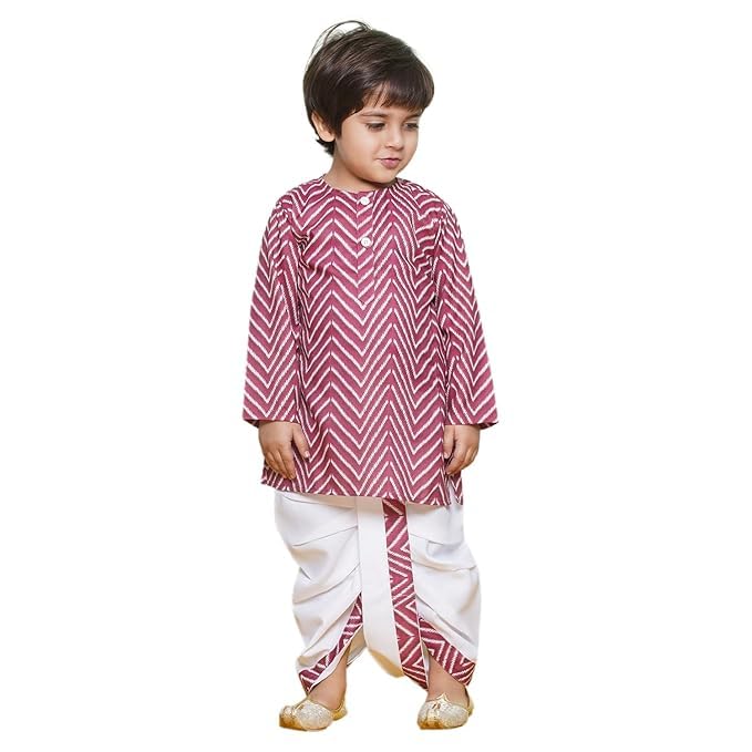 Image of AJ DEZINES Kids Ethnic Wear Pure Cotton Dhoti Kurta Set For Boys