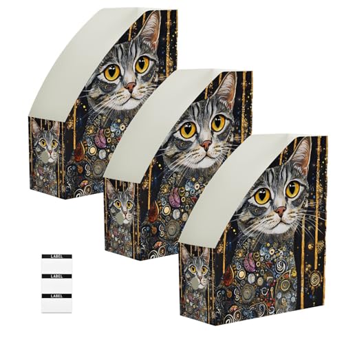 Boîtes de rangement pour fichiers de bureau lot de 6 organiseurs design chat pour bibliothèque