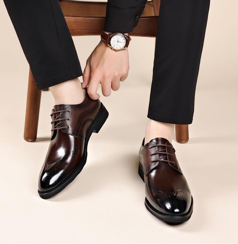 Men's Vintage Leather Lace Up Platform Oxfords Shoes Mens Classic Formal Dress Shoes Casual Derby Shoe for Men3