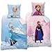 Familando Sunset - Juego de cama (135 x 200 cm + 80 x 80 cm, franela), diseño de "Frozen" de Disney