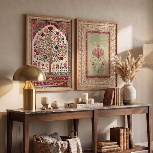 Image of kotart Indian Traditional Art Wall Painting Home Decoration With Frame For Living Room Bed Room Hotel Wall Decor Digital Reprint Engineered Wood Set of 2 (10X13 INCH)