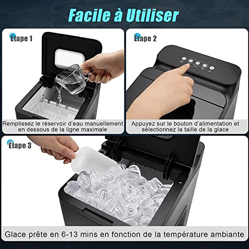 NVYAZJ 1.5L Portable Compact Ice Maker, 125W Countertop Ice Making Machine with 2 Sizes of Bullet Ice Self-Cleaning 9 Cubes Ready in 6 Mins, Specialty Kitchen Appliances - Image 5
