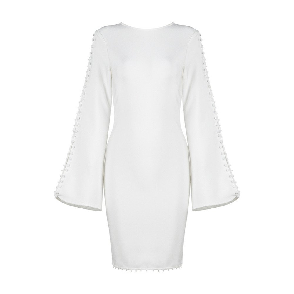 Vestido Ajustado para Mujer O Cuello Manga Larga Noche Fiesta Corto Mini Vestidos