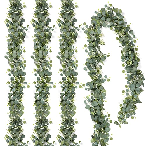 TOCHGREEN 4PCS Artificial Eucalyptus Garland 5.9FT Greenery Garland Vines
