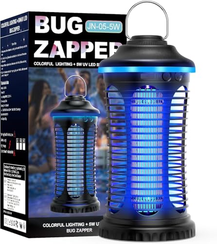 Lámpara Antimosquitos Eléctrico, 4000 mAh Portátil USB Recargable Insect Killer, 2000 V Trampa para Moscas Eléctrica Trampa de Luz LED, Exterior e Interior para el Hogar, Cocina, Jardín, Camping