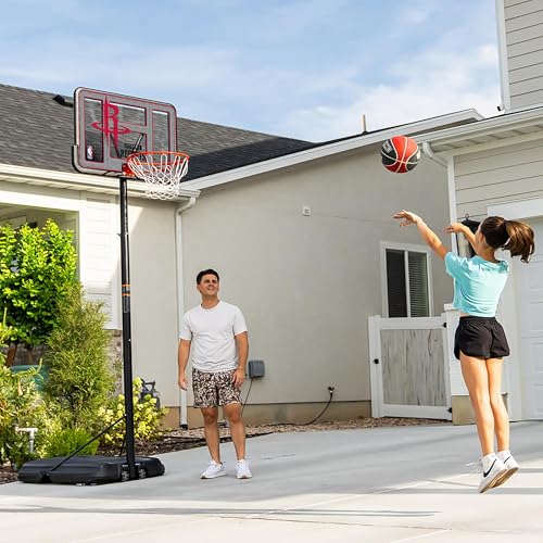 Image of Lifetime NBA Houston Rockets Portable Basketball Hoop, Adjustable Height 7.5-10 Ft, 44 Inch Shatterproof Fusion Backboard, Base with Wheels