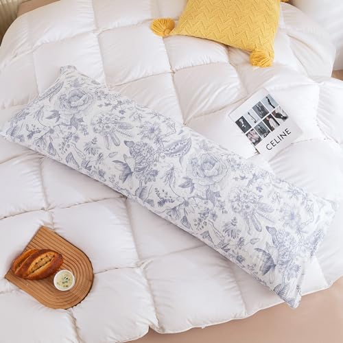 Image of ECOCOTT Pillowcase Boby Size with Vintage Floral Pillow Cases Set, 1 pcs 100% Cotton Pillow Covers & Envelope Closure (Boby, 20 inchx54 inch)