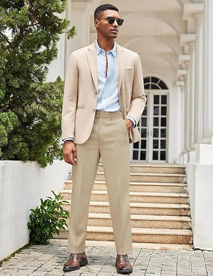 Image of CB-COLEBROOK Luxury PV Stretchable Classic Casual Pants for Men | Stylish Ankle Fit Men's Wear Premium Trousers for Office or Party | Mens Fashion Dress Trouser with 4 Pockets & Suit Pant's