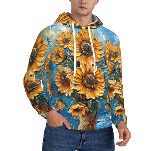 Sweat à capuche peinture tournesol homme idéal pour un style décontracté au quotidien