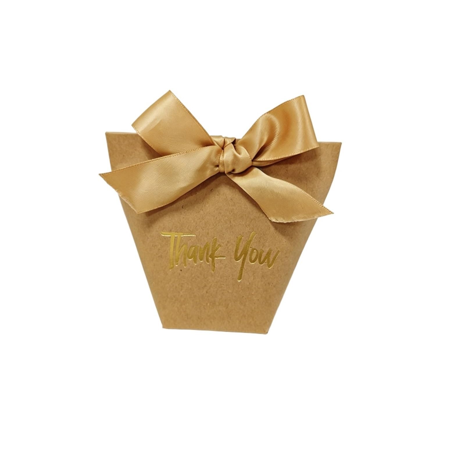 25pcs Gold Thank You Portable Candy Boxes With Ribbon Chic Packaging Bag Birthdays Wedding Party Favor Gift Pour Cadeau De Bricolage, FêTe(Coffee)