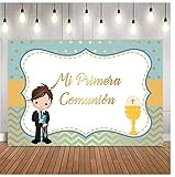 Tamaño y color: 8 x 6 pies (240 cm x 180 cm), fondo fotográfico de bautizo de primera comunión, impreso digitalmente en alta resolución, con un patrón muy nítido, fuerte efecto 3D y colores vibrantes. Ideal para fotos de fiesta.