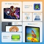 Tablet 2026 Upgrated Android 16 Tablets, 11 Inch Tablet with Keyboard with FHD Display, 24GB RAM 128GB ROM /2TB TF, Daul Speaker & Cameras, 8000mAh, Widevine L1, 2 in 1 Tablets-4 Year Warranty