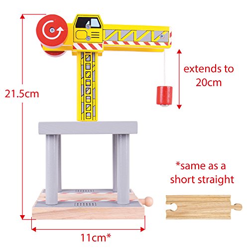 Bigjigs Rail Magnetic Big Yellow Crane - Andere grote houten railmerken zijn compatibel - Image 3