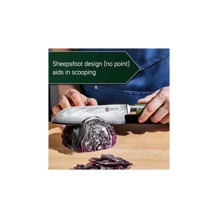 HexClad-Santoku-Knife-7-Inch-Japanese-Damascus-Stainless-Steel-Blade-Pakkawood-Handle HexClad Santoku Knife, 7-Inch Japanese Damascus Stainless Steel Blade, Pakkawood Handle