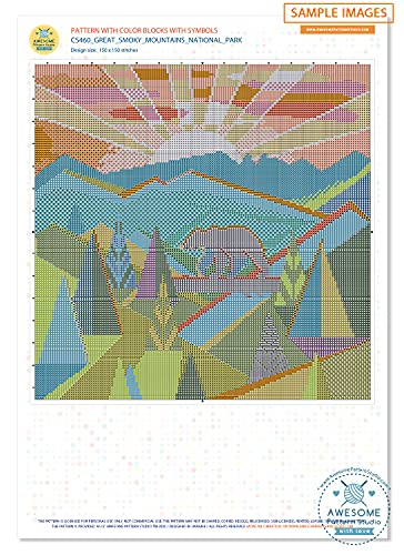 Image of Zion National Park K423 Counted Cross Stitch Pattern. Printed Pattern Inside. No Fabric, Threads, Needles, Hoops. Embroidery Pattern