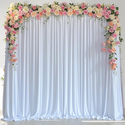 Wokceer White Backdrop Curtain for Wedding Parties Backdrop Drapes 10x8FT