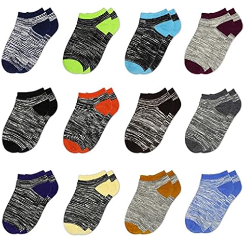 TRAMLE Boys Striped Ankle Socks - 12 Pairs Cover