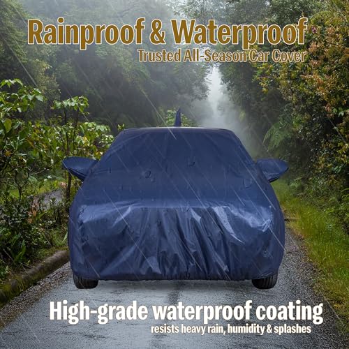 Image of Autofact 210D SuperDuper Waterproof Car Cover for Ford Ecosport | All-Weather Protection, UV & Heat Resistant, Windproof with Buckle Belt, Scratchproof & Dustproof, Navy Blue Color