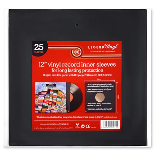 Legend Vinyl Black Paper Inner Record Sleeves 12"