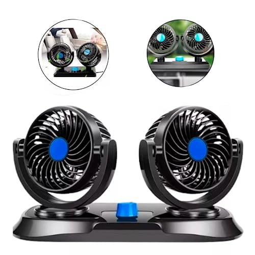 Ventilador Automotivo 12V Carro Caminhão Van Ventilação Ar Condicionado Interno Liga Ventila Portátil Sistema Suporte 2 Níveis Velocidade Duplo Universal Potente Veicular Aparelho