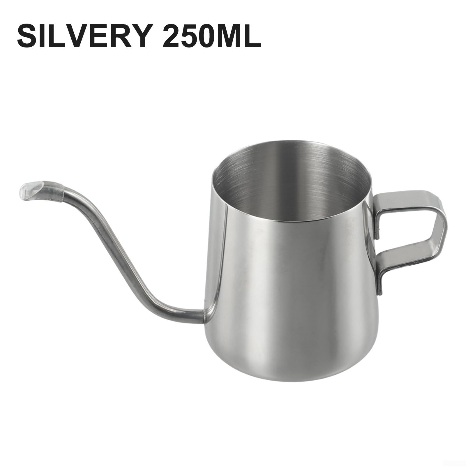 Hervidor de acero inoxidable 304 con cuello de cisne para café de goteo a mano, perfecto para uso doméstico y exterior (plateado, 250 ml)