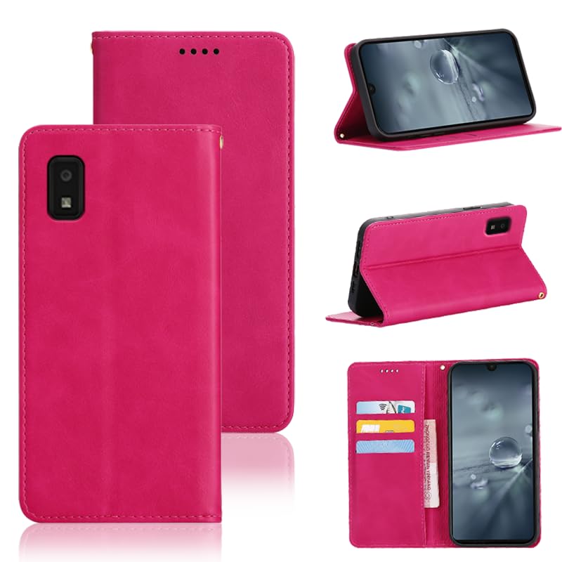 適用 AQUOS wish SHG06 / SH-M20 / A104SH / wish2 SH-51C ケース 手帳型 カバー PUレザー カード収納 財布型 耐衝撃 ケース マグネット スタンド機能付き 5色（適用 AQUOS wish SHG06 / SH-M20 / A104SH / AQUOS wish2 SH-51C 用 ケース 手帳型 (ローズレッド)