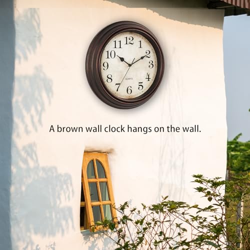 Image of Wall Clock, 12 Inch Silent Non Ticking Battery Operated Clocks, Decorative for Living Room, Bedrooms, Kitchen (Bronze)