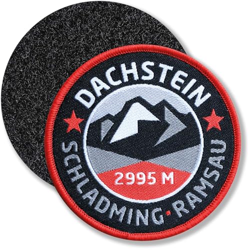 Klettpatch 68 mm - Dachstein Schladming Ramsau Österreich Höhe 2.995 m/Nördliche Kalkalpen Steiermark Dachstein-Massiv Gletscher Seilbahn/Patch gewebt mit Klett für Rucksack Kleidung