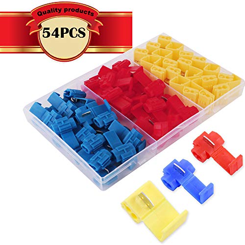 CESFONJER 54 Pcs Morsetti di derivazione | della giuntura senza saldature filo connettore | raccordo cavo morsetto cavo Clip set Kit | per Auto Moto Cablaggio Domestico Collegamento Filo