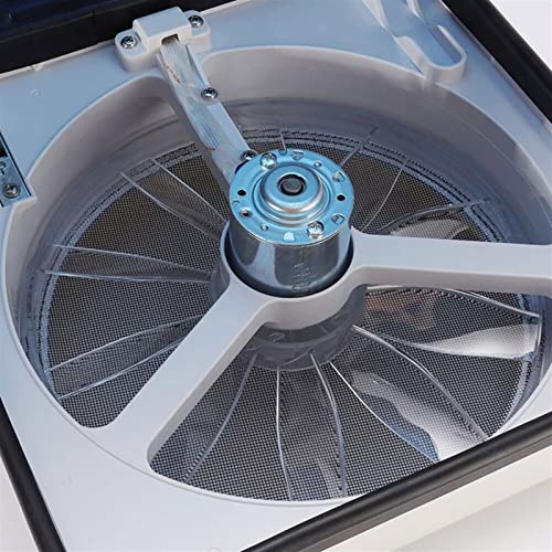 Ventilador de Techo para RV Ventilación de Techo, Ventilador de Escape Reversible para Caravana, Ventilador de Ventilación de Aire de Bajo Ruido para RV con Tapa Semitransparente de 14" y LED miniatura 3
