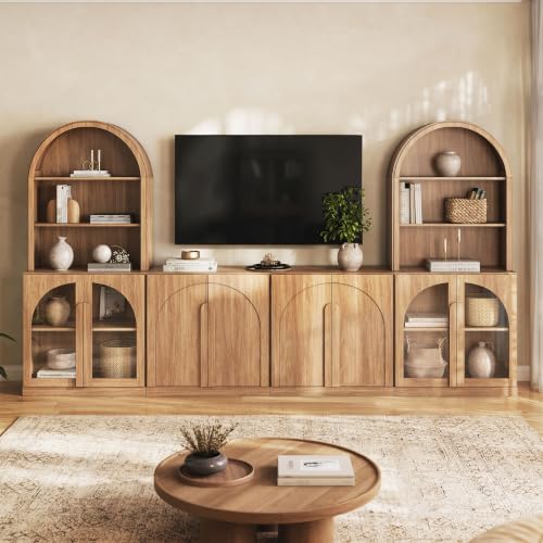 Image of BELLEZE Bijou 126 inch Wall Unit 6-Piece Modular TV Stand - Camel