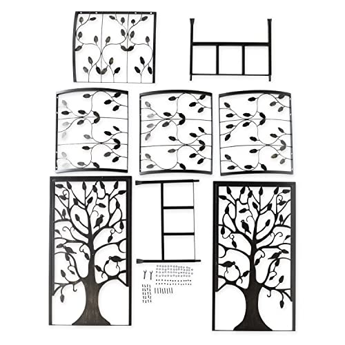 Plow & Hearth Arch Metal Outdoor Garden Arbor | Tree of Life | 83 Inches Tall | Black | Trellis Lattice for Plants | Wedding | Outdoor Patio Décor
