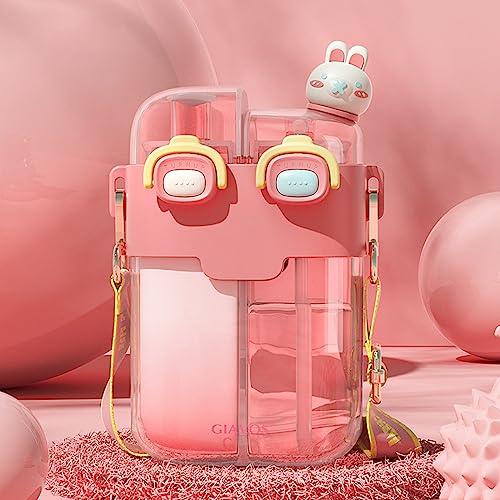 Botella de agua con popote de doble contenedor deportiva y portátil 6