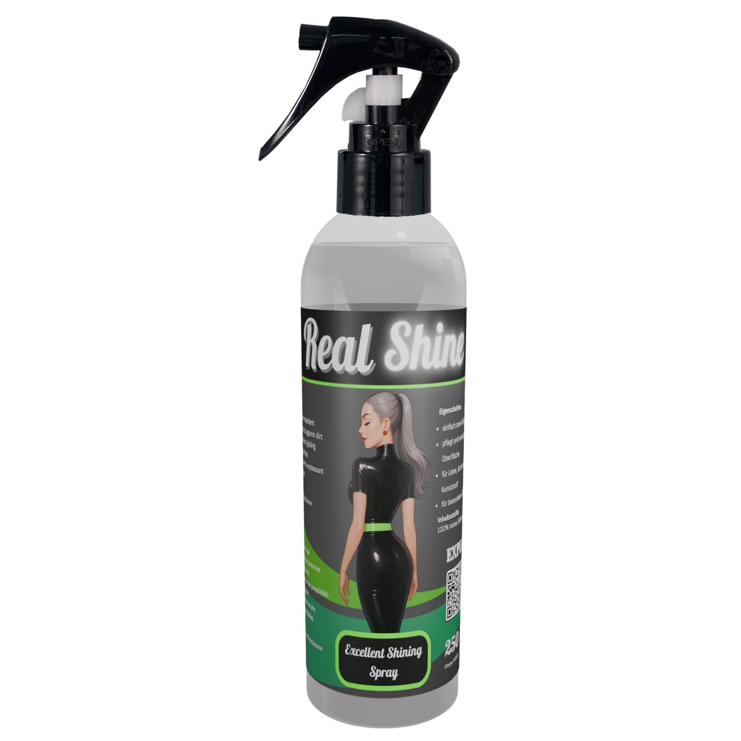 Excellent Shining Spray 250 ml I Huile pour latex I Soin professionnel du caoutchouc et aide à l'enfilage économique I Soin latex inodore pour un aspect brillant | Spray de 250 ml