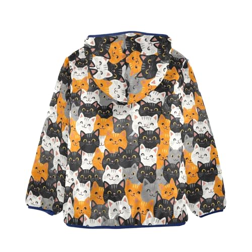 Cute Cartoon Cat Boy Comfy Soft Fleece Jacket with Polar Fleece Lining 3T2