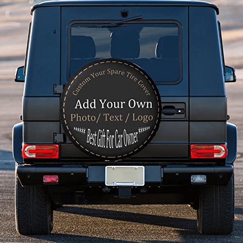 Image of Personalized Custom Spare Tire Covers Add Your Own Text Image Name Waterproof Dust-Proof Universal Wheel Tire Protectors Fits Tire for Trailer RV SUV and Many Vehicle 14in