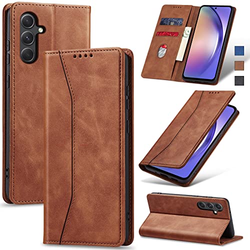 Image of Jasonyu Case for Samsung Galaxy A54 Flip Case, Brown