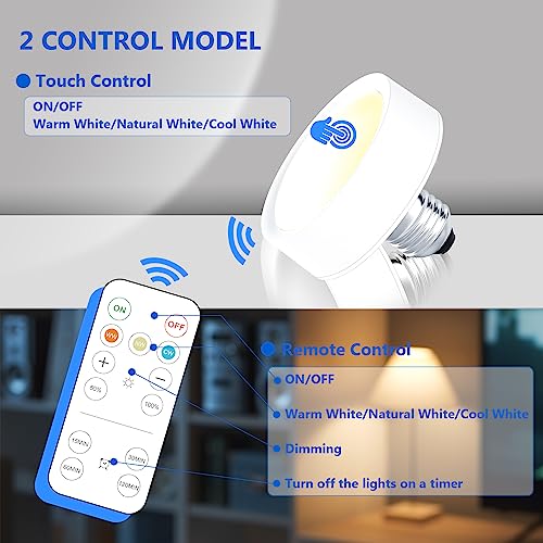 Pack Battery Operated Light Bulbs,Battery Powered Led Puck Light With Remote Control,E26/E27 Wireless Dimmable Light For Wall Sconces Lamp Rv Non Electric Fixtures Home Emergency Backup #TOP6