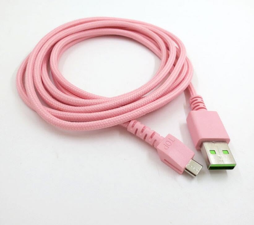 Coyktonty USB Charging Cable for Thunderbolt Basilisk Ultimate Naga Pro DeathAdder V2 Pro Viper Ultimate Mouse with 5.9ft Cable (Pink)